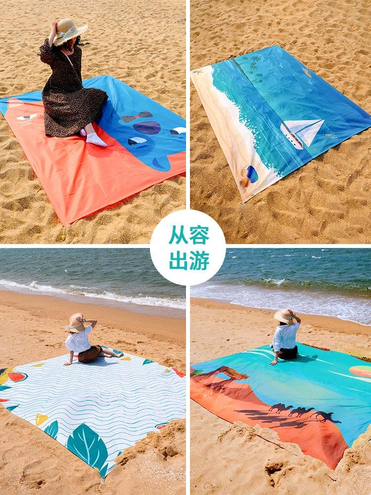 Ultra-Light Pocket Beach Mat Sand-Proof Moisture Proof Pad Picnic Mat Portable Floor Mat Foldable Outdoor Camping Lawn Mat