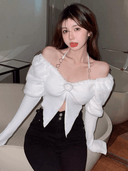 Modern Korean Style V-neck Halter Sweater Trendy Crop Top