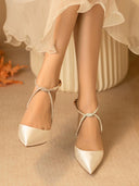 Elegant Satin Cross Strap High Heels for Wedding Glamour