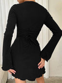 Ahagaga Waist-Controlled Square Collar Skirt Elegant Style