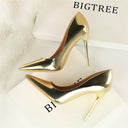 Bright Leather High Heels European Style Shoes Elegant Glamorous