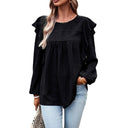 Fashion New Arrival Polka Dot Jacquard Long Sleeve Lace Pullover Women