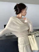 Off-the-Shoulder Autumn Pure Sweater Chic Women's Fashion