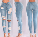 2024 Fashion Elastic Ripped Jeans for Women Ladies Pants