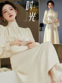 Elegant Retro Dress: Sophisticated High Waist Long Sleeve