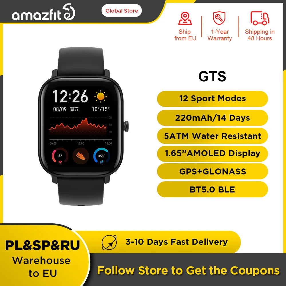 Amazfit GTS Smartwatch: Stylish GPS Tracker for Men's Fitness  ourlum.com   