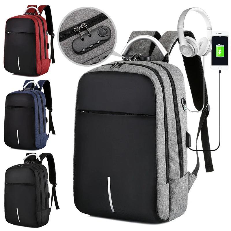 Men's Waterproof Travel Backpack with Charging Port for Sports and Business