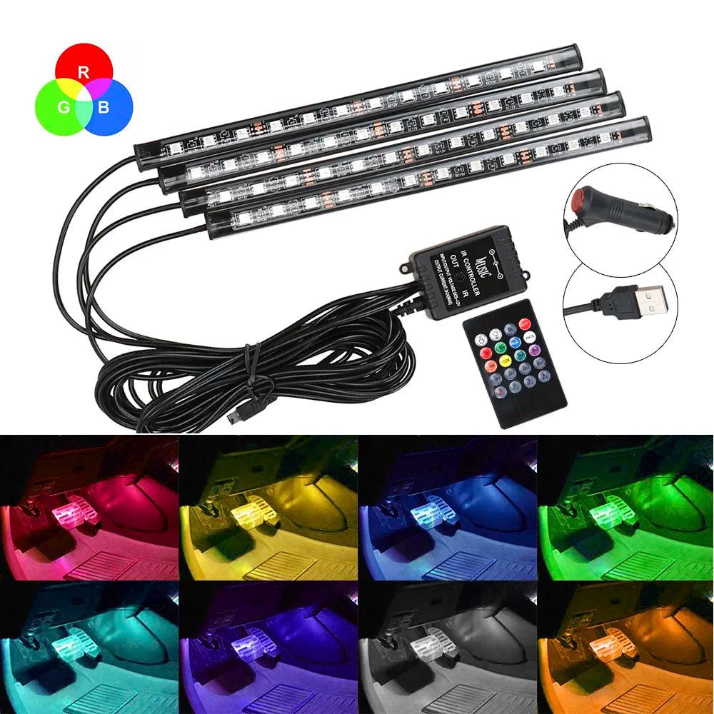 Car RGB Ambient Lights LED Strips 8 Colors Off Road SUV Accessories  ourlum.com   