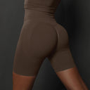 Booty-Lifting Seamless Yoga Shorts for Women - High Waist Fitness Gym Wear  ourlum.com Brown L 