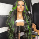 Vibrant Highlight Green Body Wave Lace Front Wig 100 Remy Hair