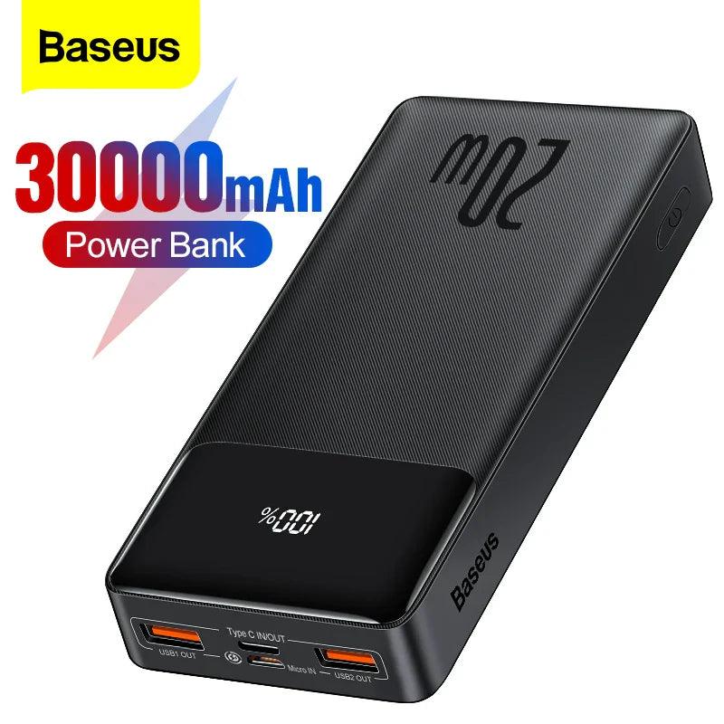 Baseus 30000mAh Power Bank Portable Charger 30000 External Battery PD Fast Charging Pack Powerbank For Phone Xiaomi mi PoverBank  ourlum.com   