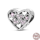 Heart Shaped Sterling Silver Charm Bead - Zircon Adorned Pandora Bracelet Pendant  ourlum.com KJC238  