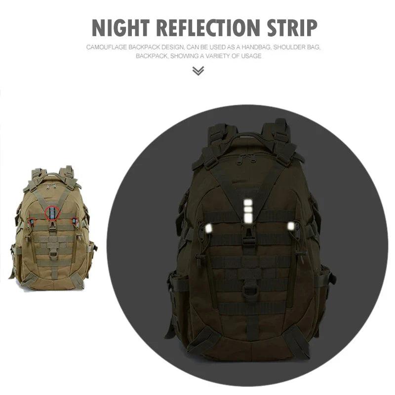 40L Camping Backpack Men's Bag Travel Bags Tactical Molle Climbing Rucksack Hiking Outdoor Reflective Shoulder Fishing Bag  ourlum.com   