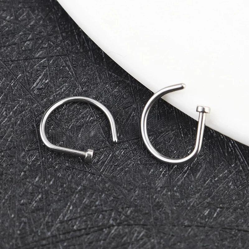 Punk Style Stainless Steel Fake Nose Ring Earrings - Unisex Geometric Design  ourlum.com   