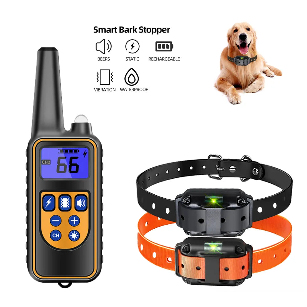 Electric Dog Training Collar: Remote Control Rechargeable Shock Vibration Sound  ourlum.com   