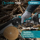 Yofidra 8 Inch Brushless Electric Chainsaw Cordless Rechargeable Woodworking Garden Pruning Saw Tool for Makita 18V Battery  ourlum.com   