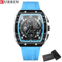 CURREN Men's Casual Quartz Watch with Rectangular Silicone Straps