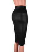 Back Split Black PU Leather Pencil Skirt - Sexy High Waist