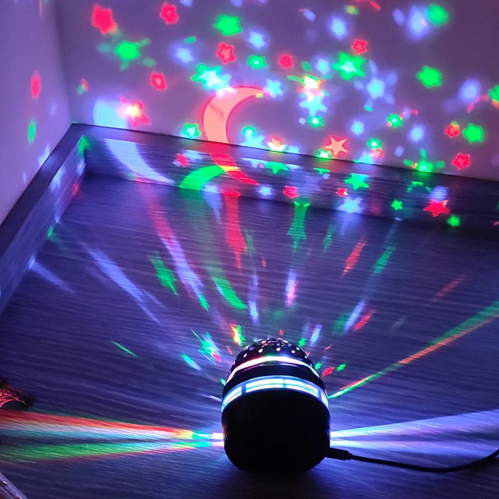 RGB Colorful Star Projection Light Rotating Magic Ball Stage Light Moon Galaxy Projection Light Bedroom Led Decorative Light  ourlum.com   