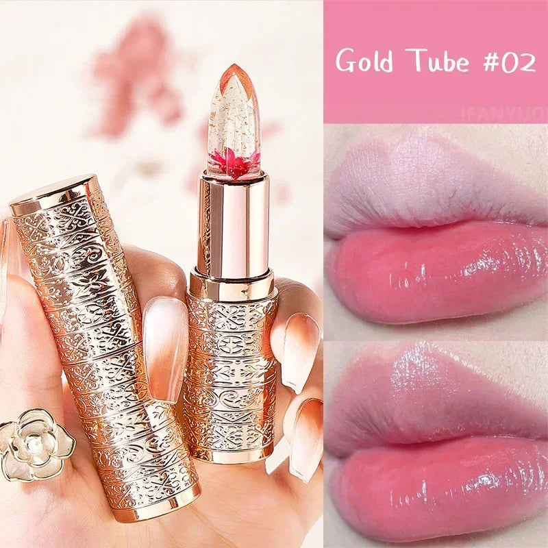 Moisturizing Flower Transparent Lipstick Temperature Color Changing Lip Balm Long Lasting Jelly Lipstick Lips Care Makeup 1pc  ourlum.com C02  