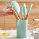 12-Piece Non-Stick Silicone Kitchen Utensil Set with Wooden Handles