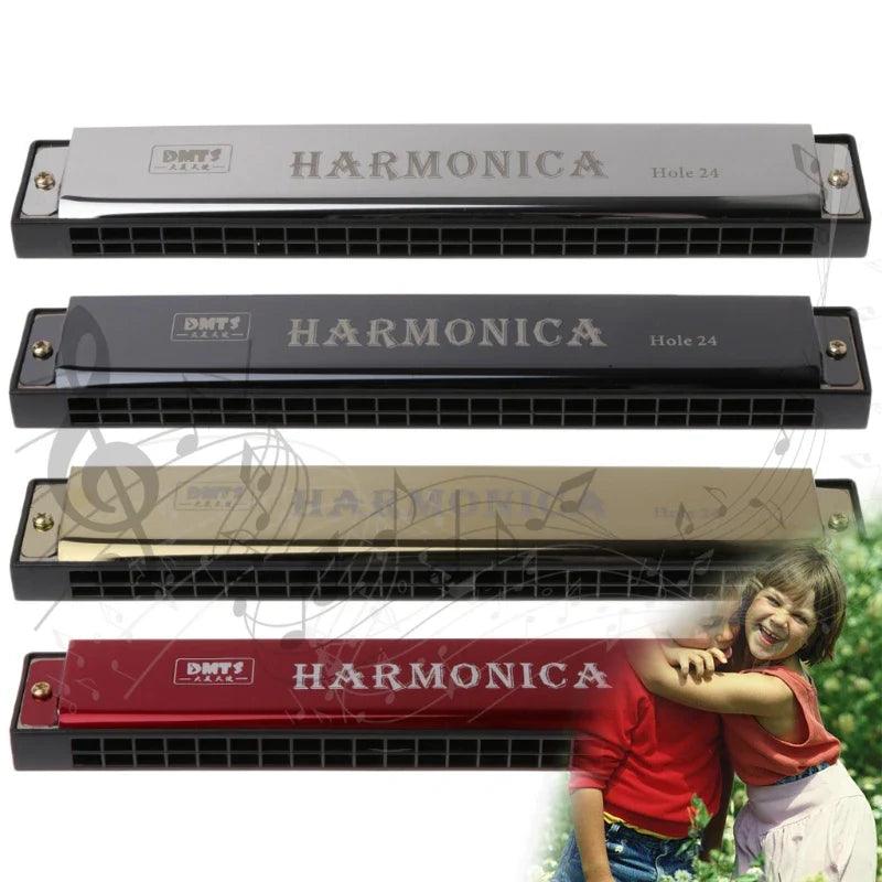 Professional 24 Hole Harmonica Mouth Metal Organ Beginners Musical Instruments Harmonica  Harp  Harmonium  Blues Clues Harmonica