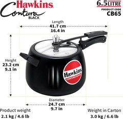 6.5L Hard Anodised Pressure Cooker - Efficient Cooking & Easy Stirring