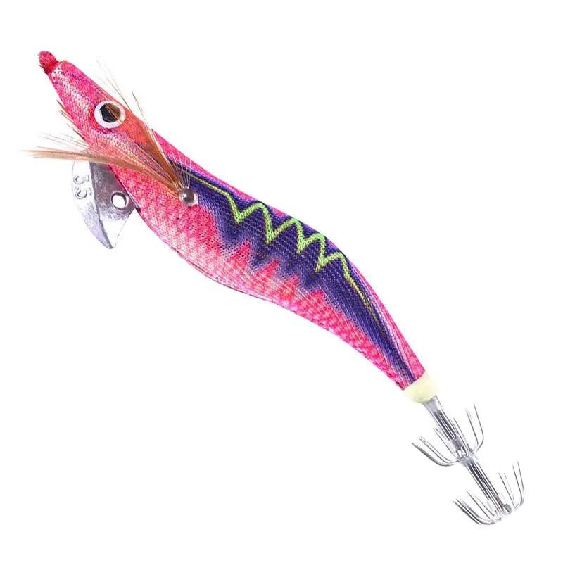 Luminous Squid Lure ABS Squid Jig Wood Shrimp Hook Bait 20g 3.5# Octopus Cuttlefish Lure Sinker Hooks For Fishing Accessories