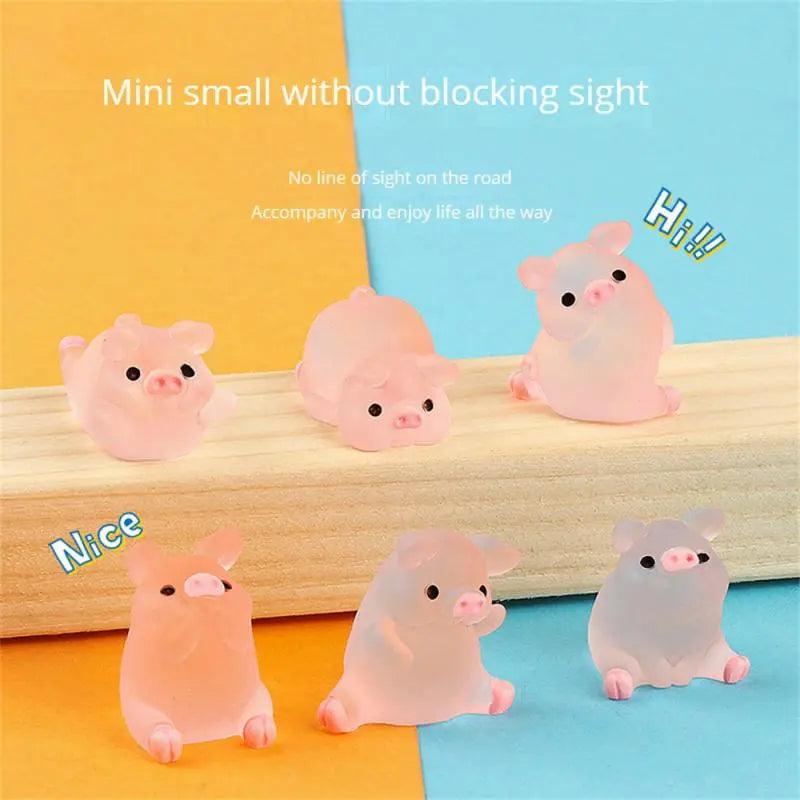 Luminous Mini Resin Pig Car Dashboard Toy: Cute Chick Ornaments Home Garden Decor  ourlum.com   