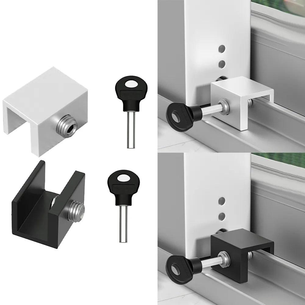 Window Locks for Sliding Doors and Windows: Secure, Easy Install, Aluminum Black/Silver  ourlum.com   