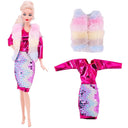 Barbie Doll Fashion Set: Chic Coat and Dress for Dolls