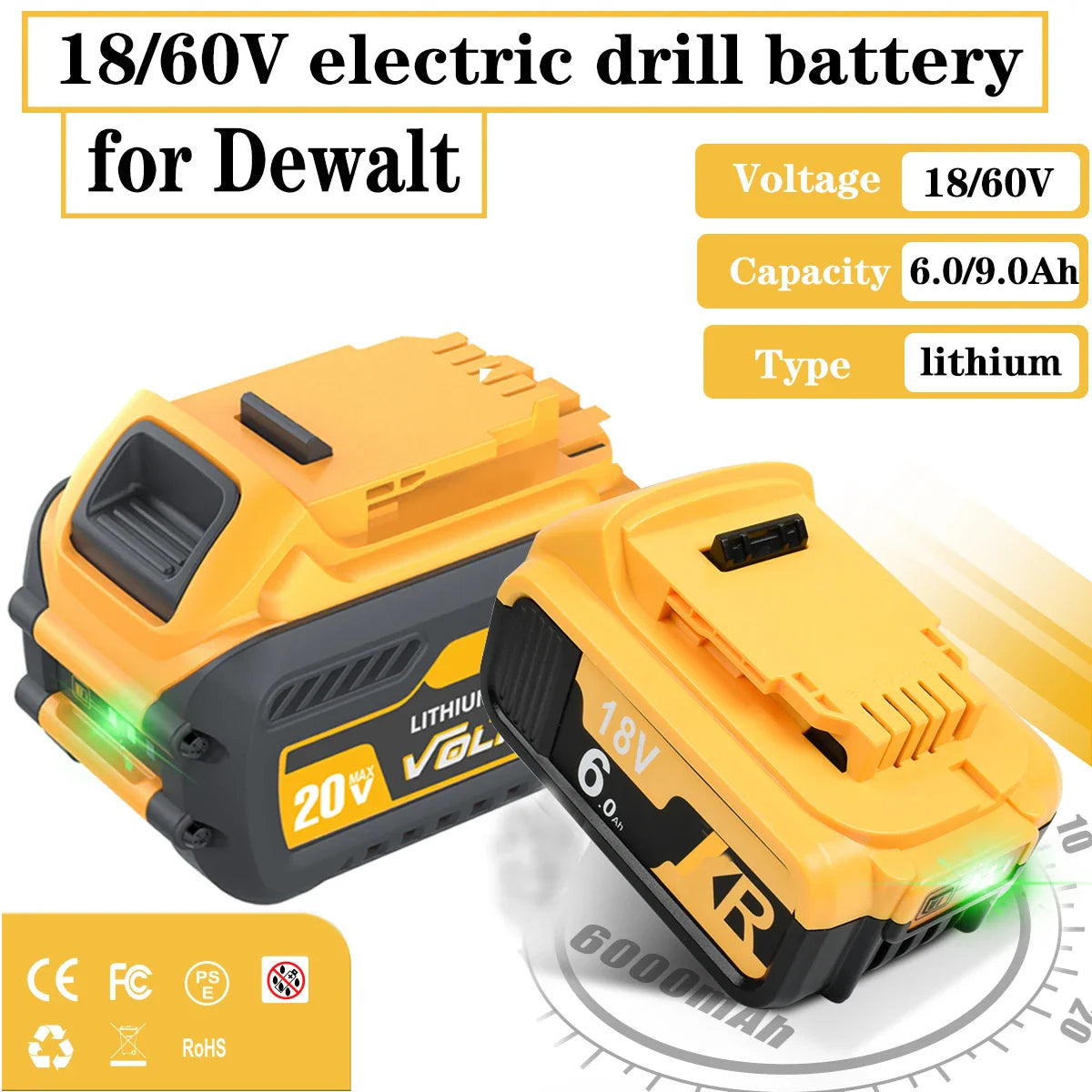 20V/60V DEWALT Screwdriver Battery - High-Capacity, Dual-Voltage Power Tool Solution