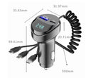 Car Charger With Dual Ports And Voltage Display Retractable USB Cable