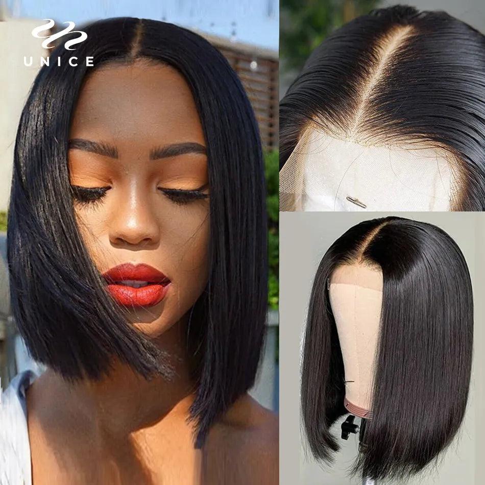 Effortless Elegance: UNice Straight Bob Lace Front Human Hair Wig - Easy-to-Style & Go  ourlum.com   