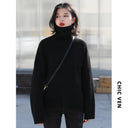 CHIC VEN Cozy Korean Knit Turtleneck Sweater for Women - Stylish Winter Pullover Top 2022  ourlum.com   