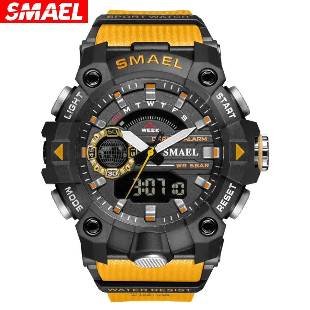 SMAEL Men's Military Wristwatch with LED Display and Stopwatch - Waterproof Sport Watch  ourlum.com   