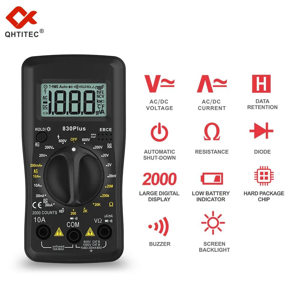 QHTITEC 830Plus Digital Multimeter: Reliable True RMS Tester  ourlum.com   