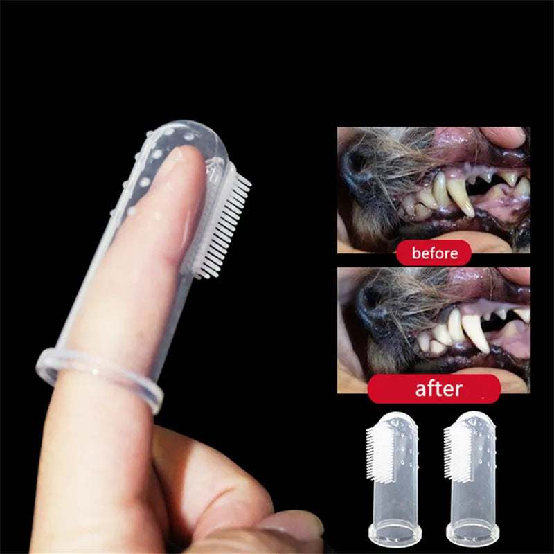 Soft Pet Finger Toothbrush: Bad Breath Tartar Teeth Cleaning Tool  ourlum.com   