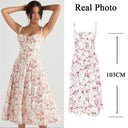 Elegant Floral A-Line Midi Dress Summer Bodycon Fashion