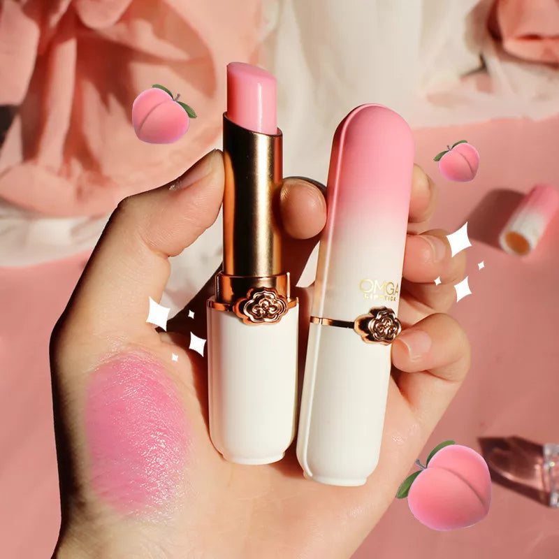 Peach Color Lip Balm Crystal Temperature Change Lipstick Girl Moisturizing LongLasting Lip Gloss Makeup Lip Care Repair Cosmetic  ourlum.com   