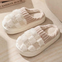 Cozy Plaid Cotton Slippers for Men & Women Warm Stylish