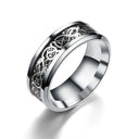 Fashion 8mm Red Beveled Edge Celtic Dragon Ring Men