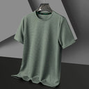 Summer O Neck Short Sleeve T-Shirts For Men Casual Waffle