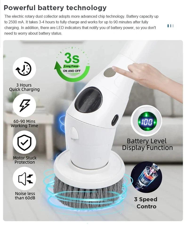 Electric Spin Cleaning Brush with LED Night Light - Versatile Cordless Household Cleaner  ourlum.com   