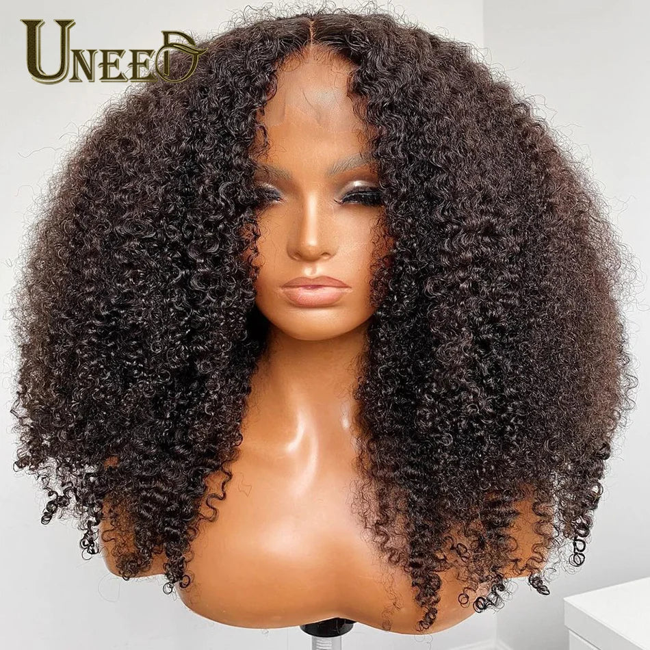 Mongolian Kinky Curly Lace Front Wig - 13x4 Human Hair, 180 Density, Perfect for Women