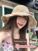 Color Woven Hollowed Women's Summer Seaside Straw Hat