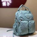 Fashion Woman Backpack Waterproof Nylon Soft Handle Solid Multi-pocket Travel Zipper Feminina School Bags Laptop Backpack  ourlum.com Dew Grass Color  