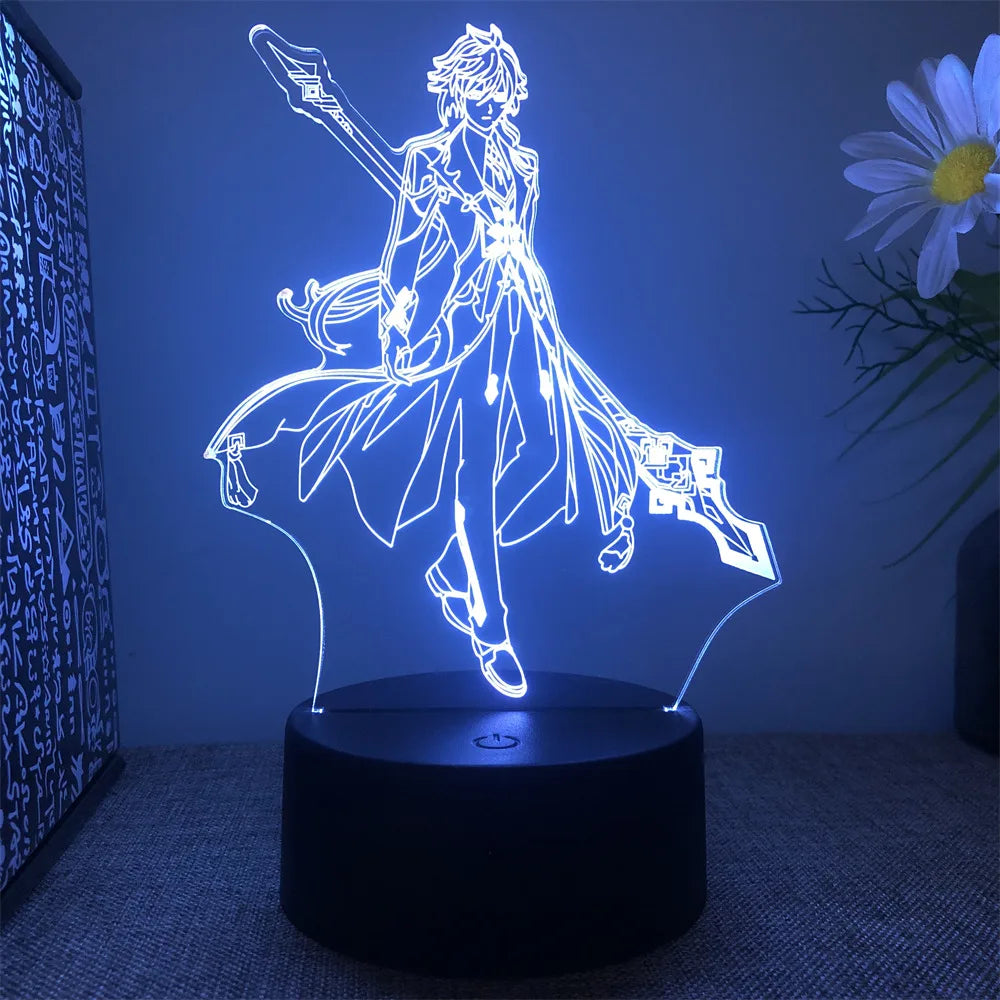 Genshin Impact 3D Night Light Zhongli Raiden Shogun Xiao Klee Anime Lamp for Bedroom Decor Moon lamp Birthday Best Gifts Luces  ourlum.com 16 Color with Remote ZHONGLI-B 