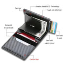 RFID Carbon Fiber Wallet Sleek Black Trifold Mini Purse