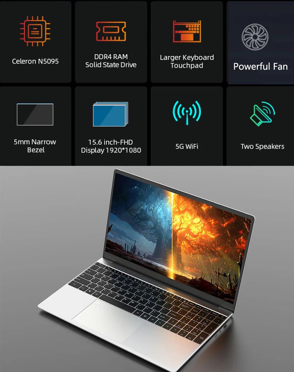 BYONE Gaming Laptop: Intel Celeron Processor, Fingerprint Unlock & High-Quality Display  ourlum.com   